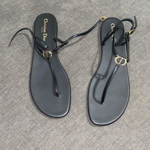 Christian Dior black sandals diamond embellished